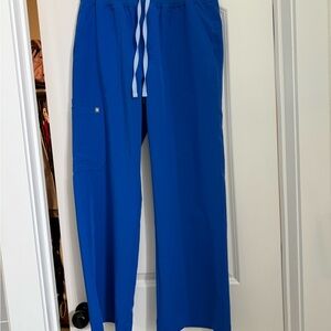Figs Isabel high waste,  wide leg scrub pants in royal blue